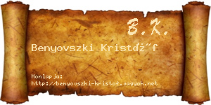 Benyovszki Kristóf névjegykártya