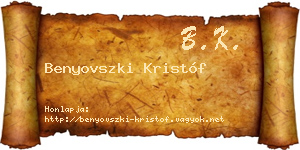 Benyovszki Kristóf névjegykártya